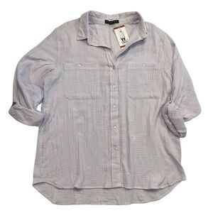 NWT Social Standard by Sanctuary Gauge Lavender Button Down Shirt Size XL